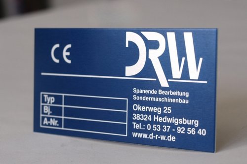 Typenschild blau