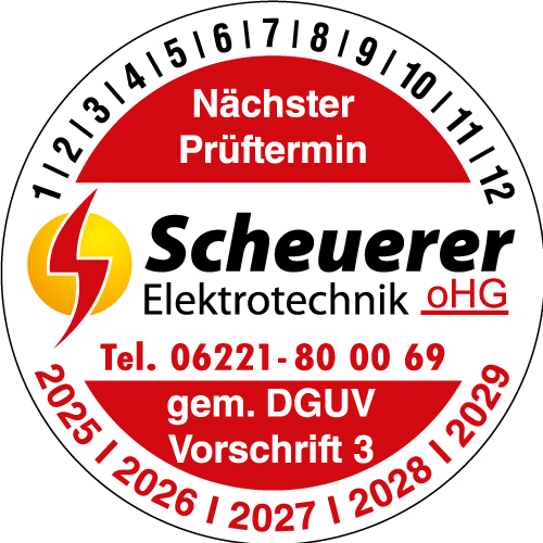 Individuelle Prüfplaketten mit Logo Scheurer