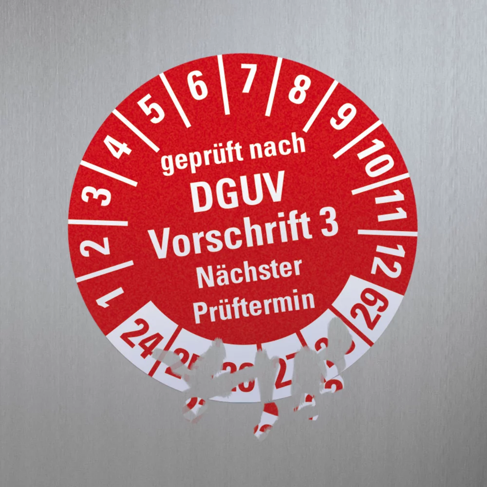 Prüfplakette aus Dokumentenfolie