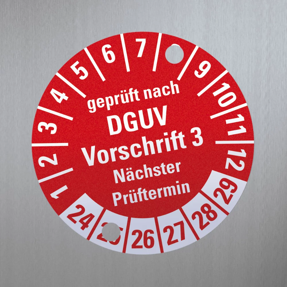 Selbstklebende Prüfplakette