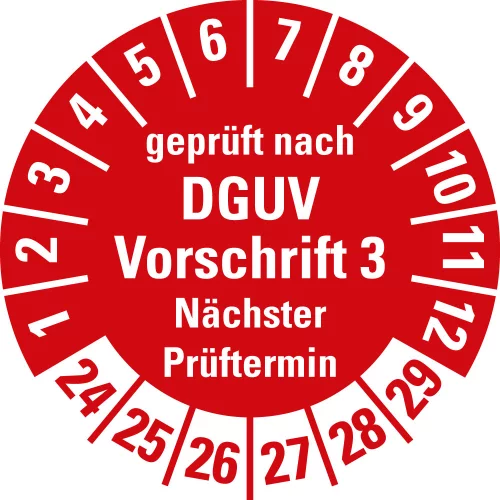 Prüfplakette DGUV Vorschrift 3